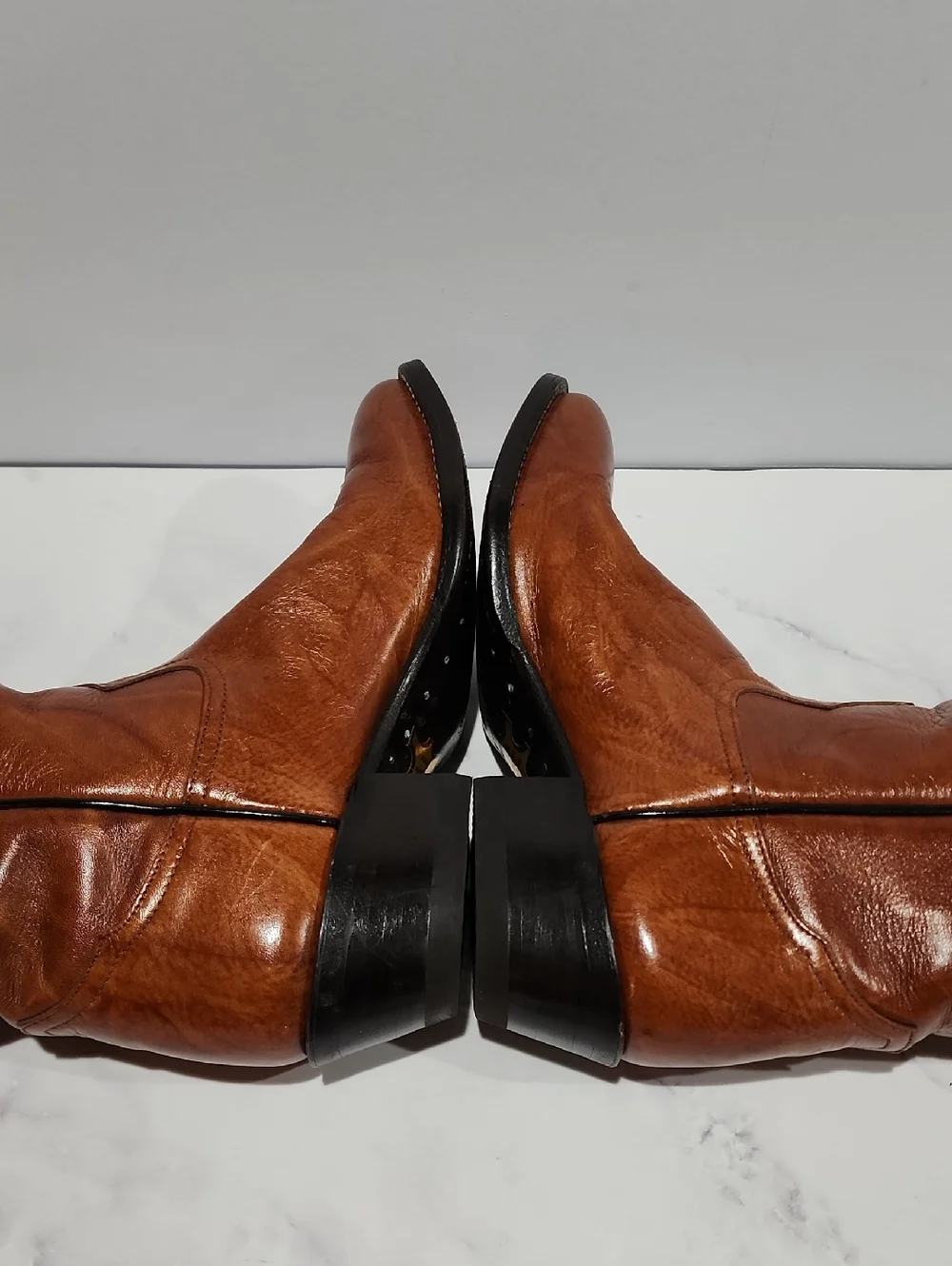 Tony Lama Brown Genuine  Leather Soles  Cowboy Boots
